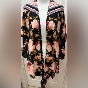 22. Floral Black/ peach Kimono